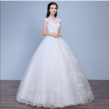 

2019 Spring Wedding Dress Cap Sleeve Tulle Ball Gown Back Lace Up Bridal Gowns Robe De Mariee Vestido De Noiva Clearance Sale