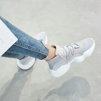 

Spring new mesh breathable lightweight running shoes hiking comfort shoes simple tie single shoes women