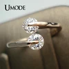 UMODE Rose Gold Color Fashion Design Twin Zircon CZ Cubic Zirconia Engagement Rings for Woman JR0013A ► Photo 3/5