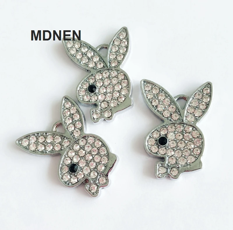 

Free Shipping, 5pcs Full Rhinestone Rabbit Head Hang Pendants Beads Slide Charms, DIY Necklaces, Keychains