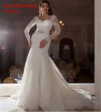 custom made long sleeve mermaid wedding dress 2017 sweetheart appliques lace beaded bridal marry gowns vestidos noiva