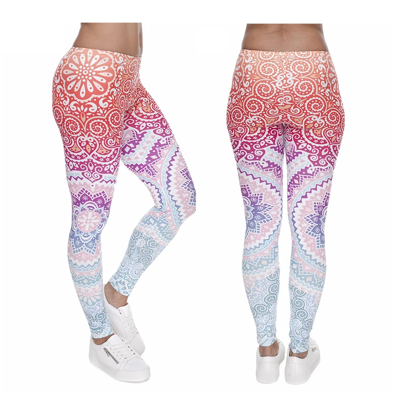

Brands Women Fashion Legging Aztec Round Ombre Printing Leggins Slim High Waist Running Leggings Woman Sport Pants