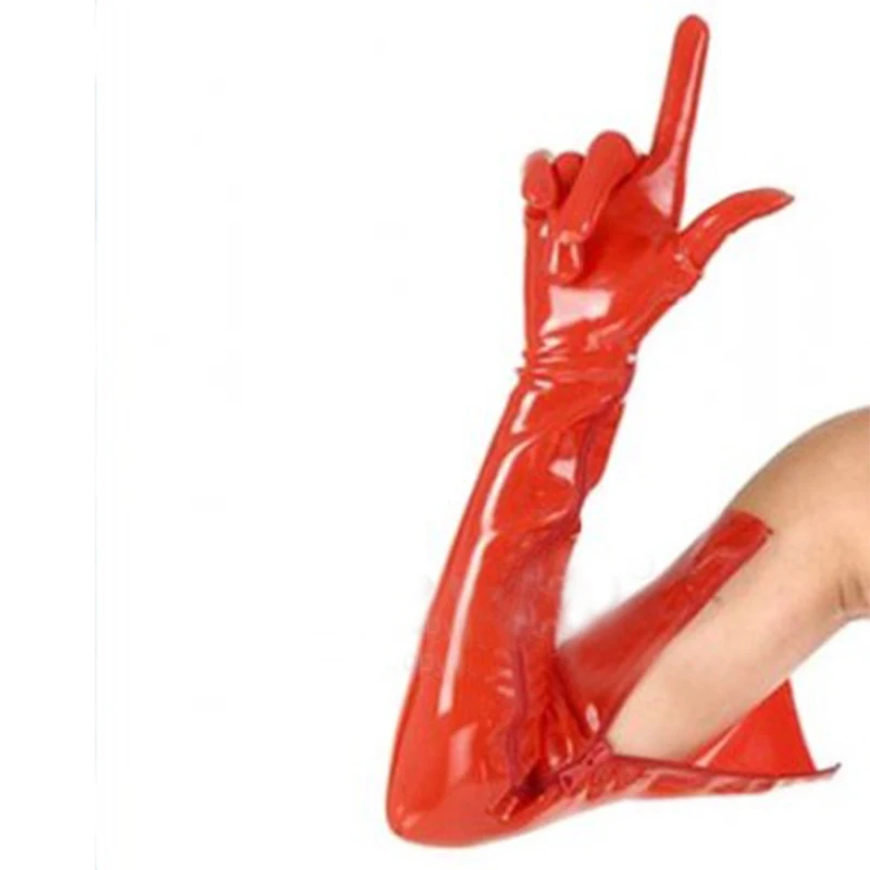 sexy lingerie exotic women men latex long gloves with zipper inside cekc zentai fetish uniform XS-XXL exotic gothic women female handmade latex red with black trim heel step on feet slim cekc long stockings thigh boots socks