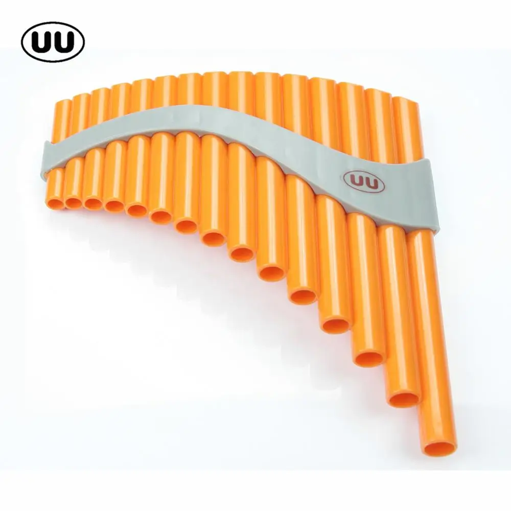 UU Pan флейта 15 труб Panpipes G Key Flauta начинающих ABS пластик Panflute Профессиональный Pan Pipe духовой музыкальный инструмент - Цвет: Orange Left hand