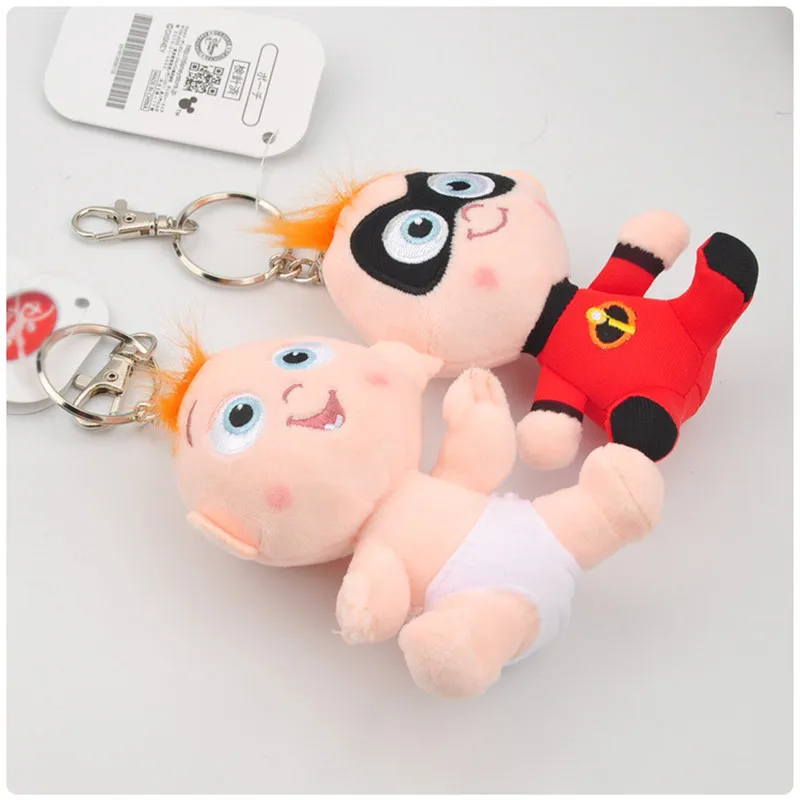 The Incredibles 2 Family Figures Plush Keychain Toys Superman Baby Jack Dolls Movie Cartoon Small Key Bag Pendants 6pcs 10cm