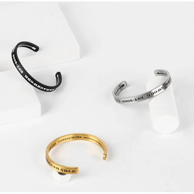 

European and American fashion jewelry retro style West Coast Gothic letter intaglio digital opening couple bracelet men