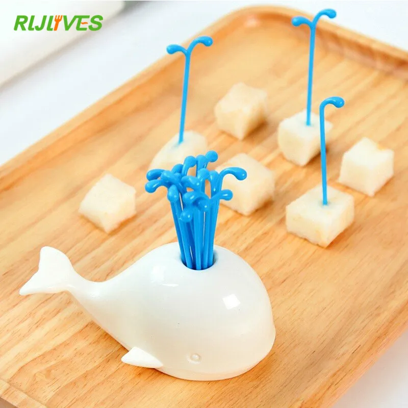 

1 Set Cute Beluga White Whale Kitchen Accessories Cooking Fruit Vegetable Tools Gadgets For Party Home Decor Hall Fruit Fork Set
