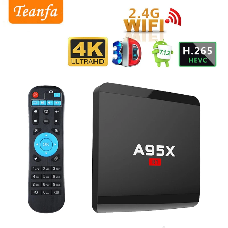 R1 Android 7 1 Smart tv box 4 K H.265 DLAN Media Player Amlogic S905W ядра компьютерной приставки к телевизору pk