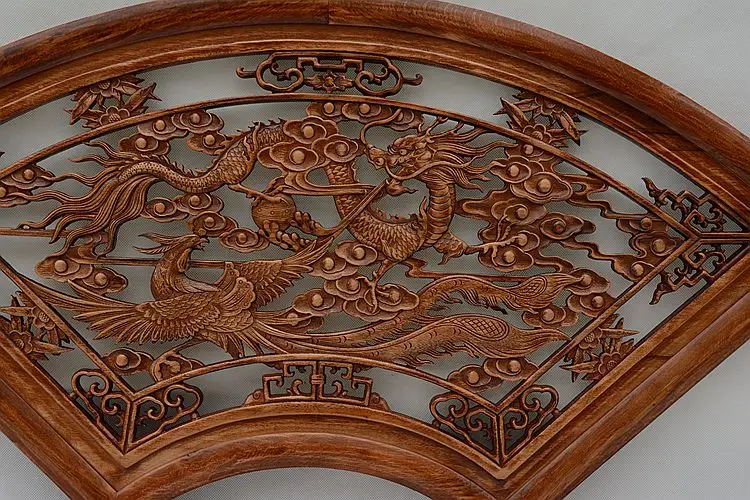 Dongyang camphor скульптура окно вентилятор Дракон жемчуг кулон резьба по дереву Фреска номер висит