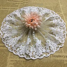 1Yards High Quality White Lace Ribbon Tape 15CM Beautiful Lace Trim DIY Embroidered For Sewing Decoration african lace fabric fadesen high quality beautiful lace ribbon tape 22cm lace trim diy embroidered for sewing decoration african lace fabric