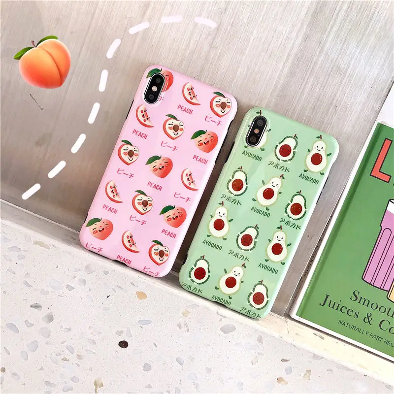 Милые фрукты авокадо чехол для iphone X XS Max XR мягкий IMD полное заднее покрытие 8 7 6S Plus
