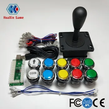 

Arcade Contest DIY Kit USB Encoder To PC 8 Way Joystick Chrome Plating LED Illuminated Push Button For Arcade Mame Raspberry Pi