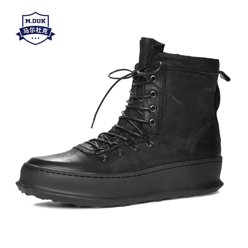 

real leather men's high top shoes autumn winter chelsea boots men cowhide cowboy boots Martin boots mens military boots male