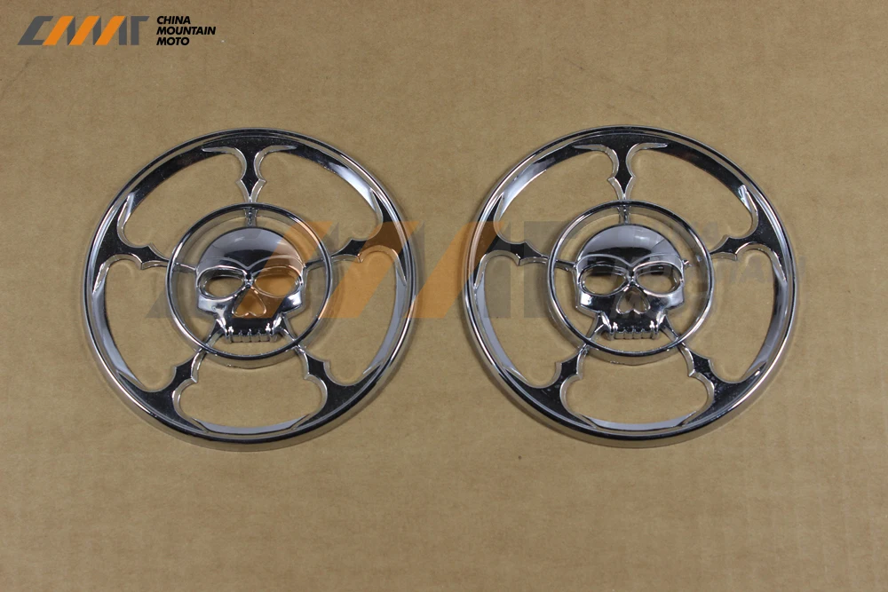 

Chrome Skull Speaker Trim Grill Cover Case For Harley Davidson Touring 1996-2013 New