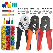 Pince à sertir terminale tubulaire, HSC86-4A/6-6A, 0.25-6 mm2, HSC810S, 0.25-10 mm2 23-7AWG, outil à sertir à froid