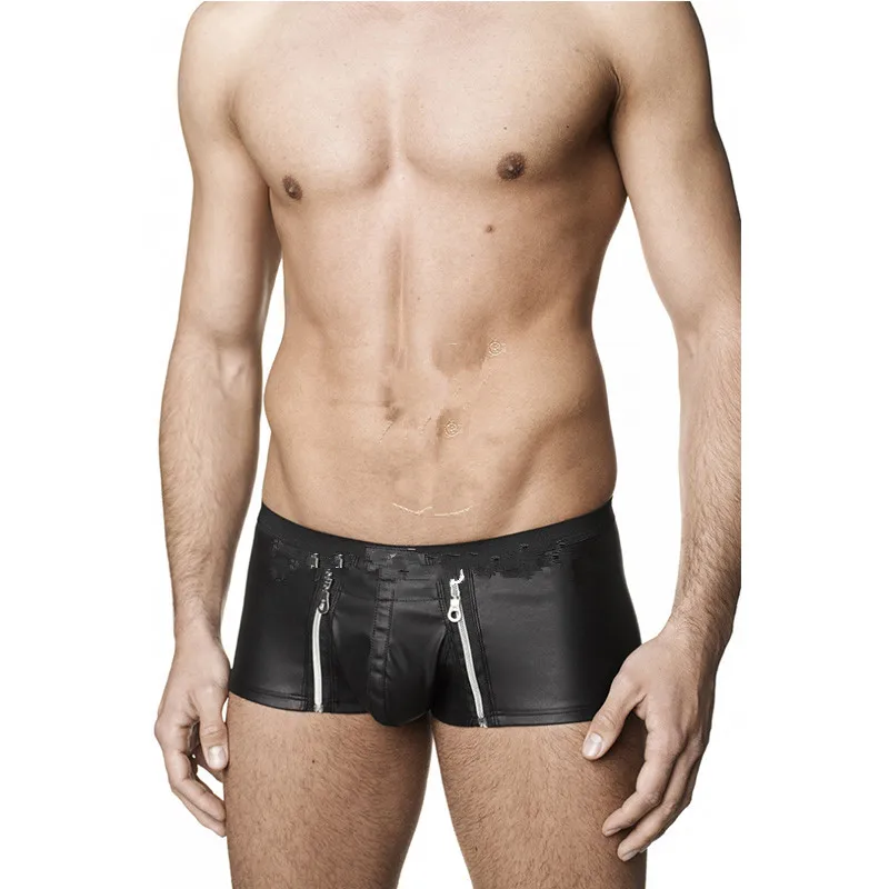 Men Leather Boxers 2017 New Sexy Pants Black Mens German -6187