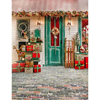 

Vinyl cloth computer printed christmas decoration gifts children brick wall photo studio backgrounds backdrops photography