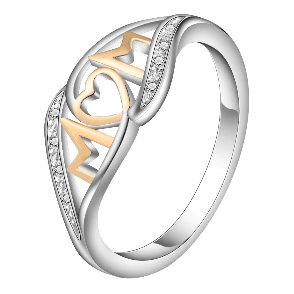 

Hot Sale Love Mom Rose Gold Color Rings For Women Fashion Shiny Clear Zircon CZ Promise Rings Jewelry Mother's Day Birthday Gift
