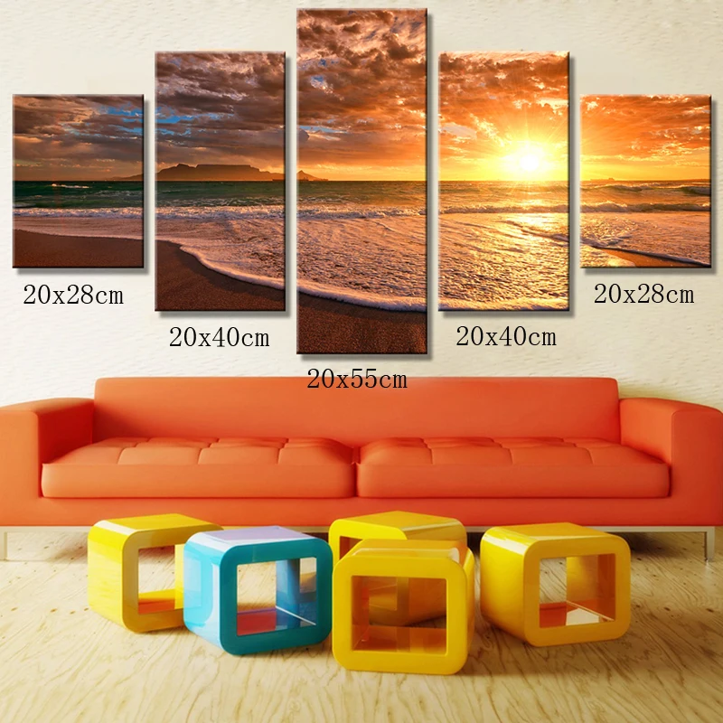 

5D DIY diamond painting,sunset natural scenery,5pcs/set,diamond Mosaic,Cross Stitch kits,needlework,Wall Sticker,home decoration