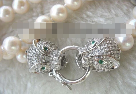 

~~ 11.25 freshwater pearl white round & leopard necklace 18" nature Discount 35%