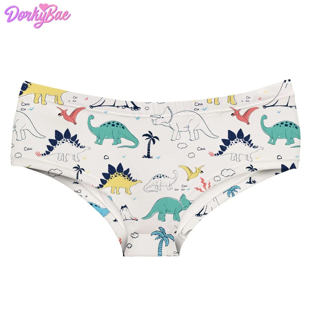 DorkyBae Cartoon dinosaur world white funny print sexy hot panties