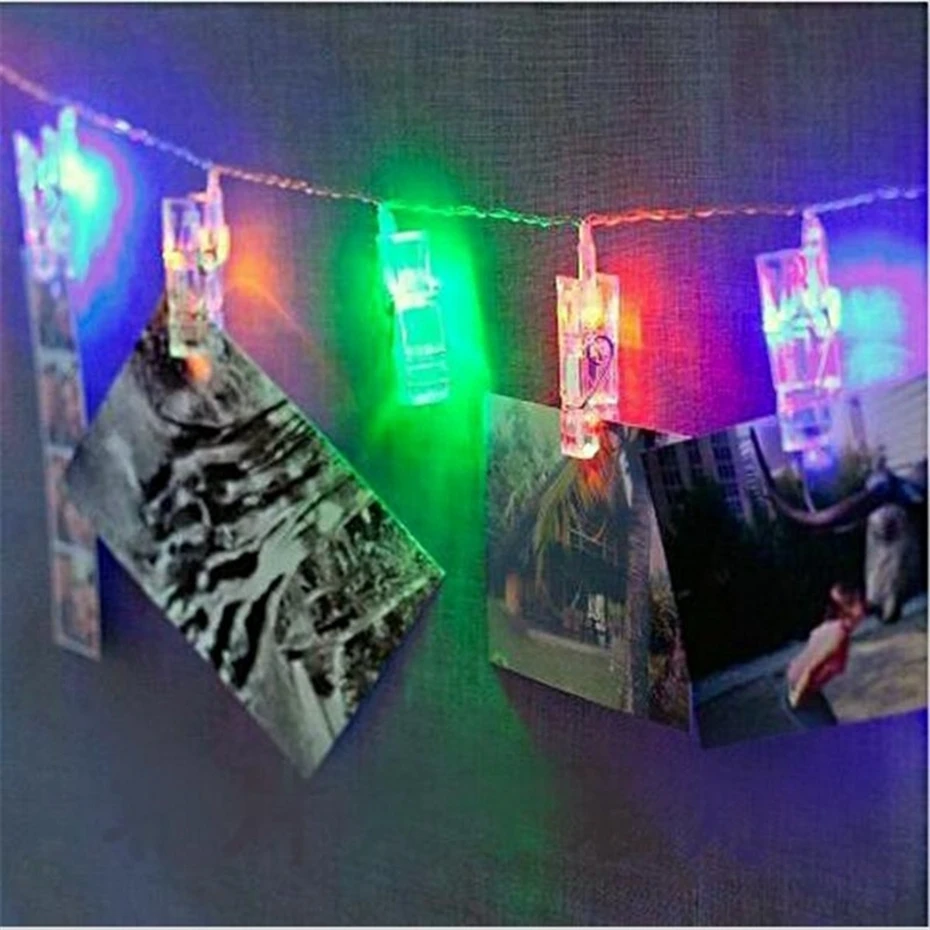 Yingtouman творческой фотосъемки зажим 3 м 20LED Батарея питанием лампы строки Рождество отдыха свадебное украшение огни