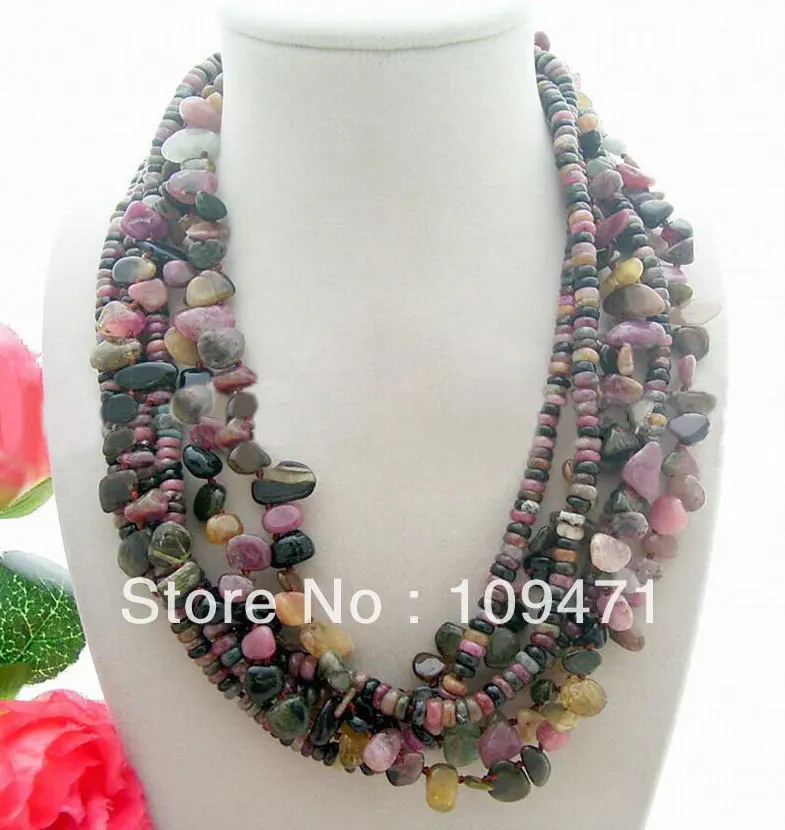 

Charming! 6Strda Multi Shape Tourmaline Necklace
