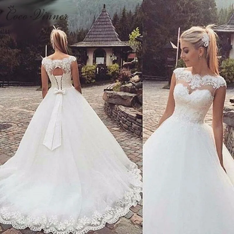 

Backless Short Cap Sleeve Bohemian Wedding Dress 2019 Plus Size Custom-Made A-Line Vestido De Noiva Wedding Gowns china W0016