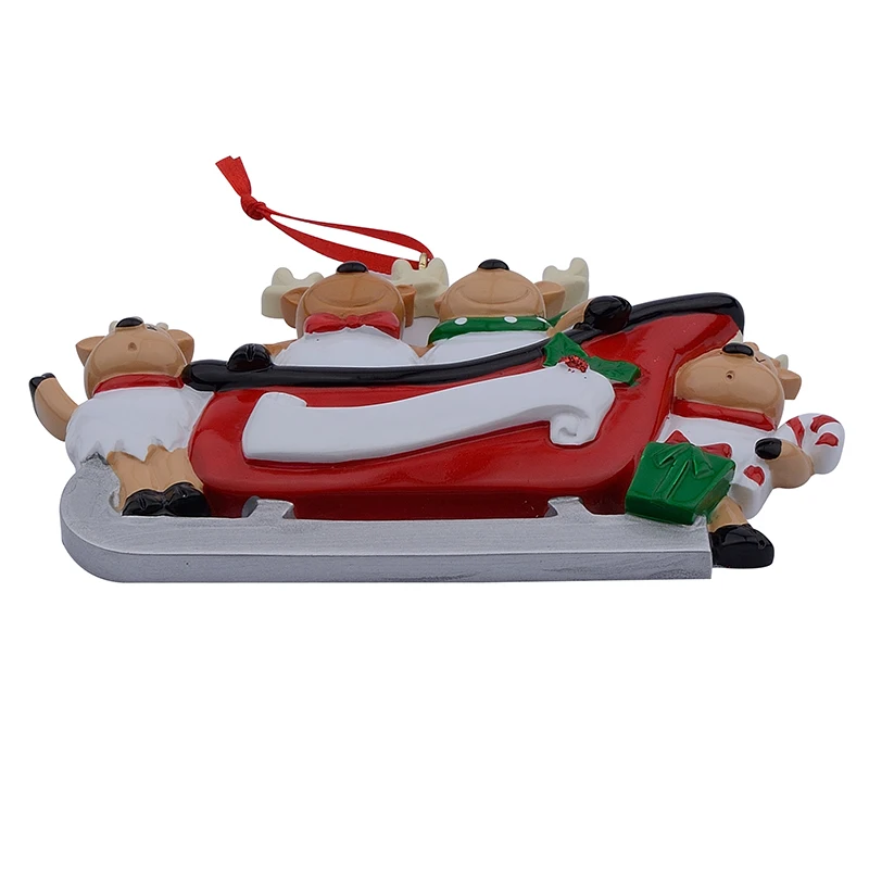 Resin Reindeer Family Sled Family Of 3 Christmas Ornaments Personalized Gifts Write Own Name For Holiday or Home Decor