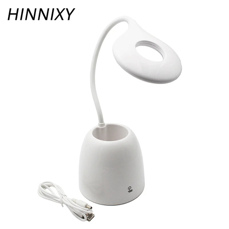 

Hinnixy LED Dimming Table Lamp With Pen Holder Rechargeable Student Lights Pure White Body Flexible Pole Natural White 4000K