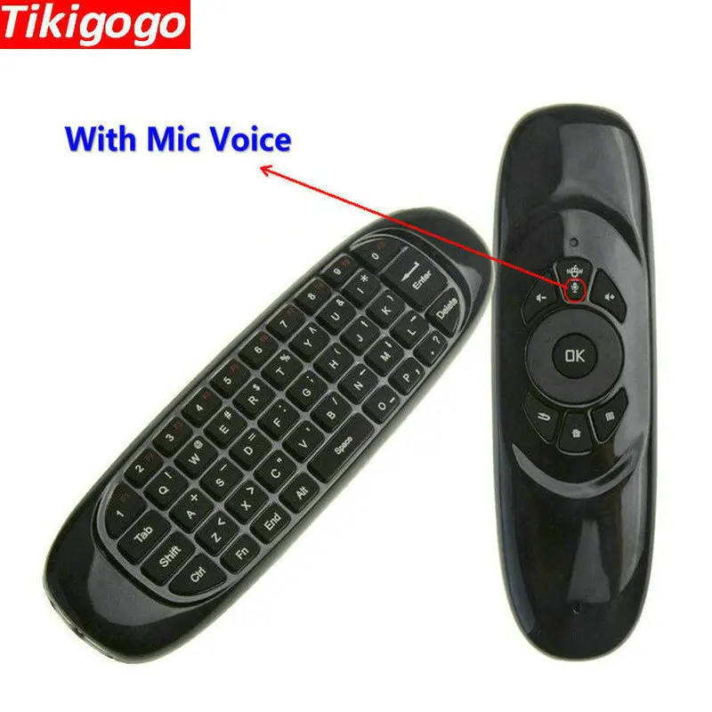

Tikigogo C120 2.4G Wireless Gyro Air Mouse Mic Microphone Voice mini Keyboard for Android Smart TV Box Windows PC Remote Control