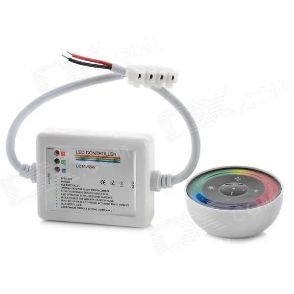 

Wireless RGB LED Controller w/ Touch Round Remote Control - White for RGB Strip Module (DC 12V/24V)