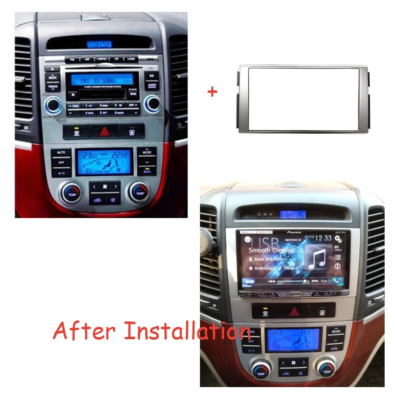 Двойная Din стерео панель для hyundai Santa Fe 2006-2012 фасции Радио DVD Dash монтажный комплект отделки лицевой рамы