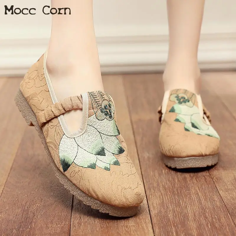 

Women Ballet Flats Shoes Embroidery Cloth Shoe Slip On Casual Lady Flat Loafers Breathable Espadrilles Linen Lady Shoes Footwear