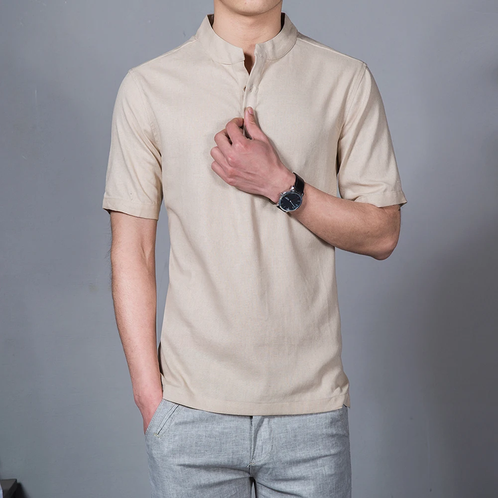 Блузка мужская льняная рубашка camisa hombre мешковатая хлопковая рубашка с коротким рукавом и пуговицами в стиле ретро топы с v-образным вырезом уличная одежда