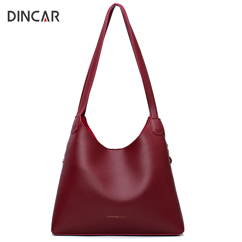

DINCAR New Big Shoulder Bag For Women Casual Tote Bag Soft Pu Leather Handbags 2 Set/pcs Hobos Women Bag Famous Brand Sac A Main