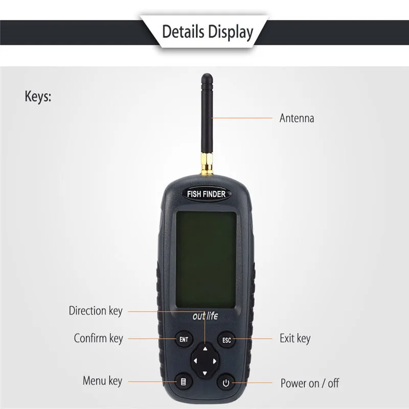 Outlife FF998 умный портативный рыболокатор перезаряжаемый Sonar беспроводной 125 кГц
