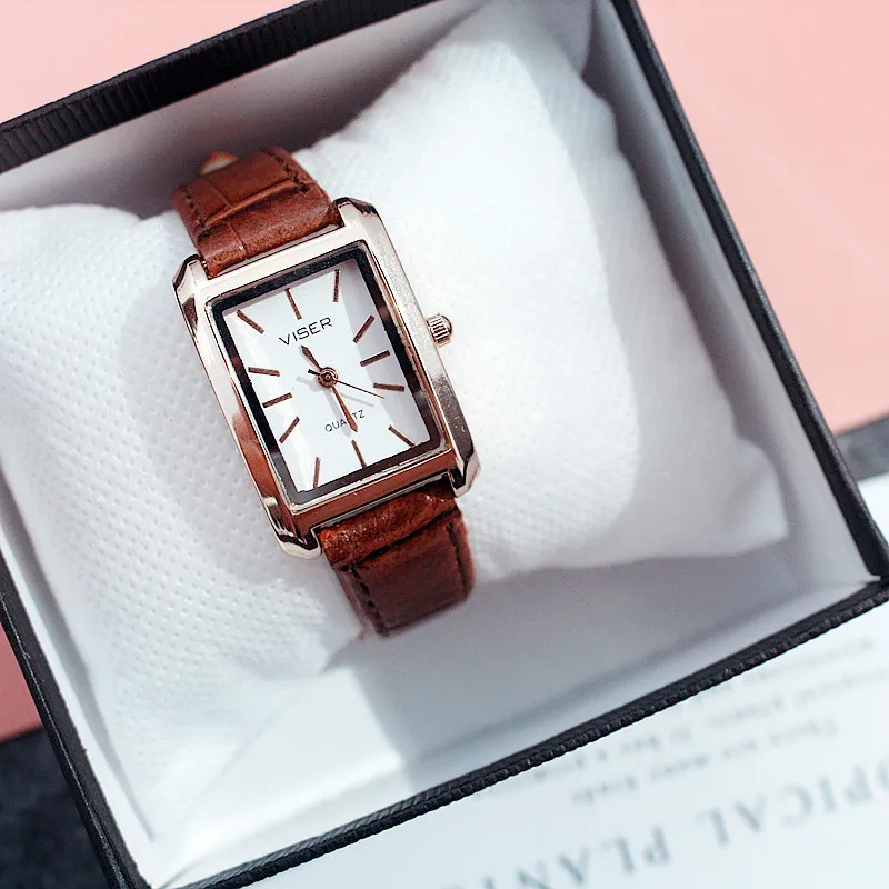 

Different college style women watch high school students simple trend retro style literary small dial leather quartz wristwatch