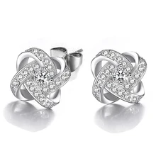 JEXXI Classic AAA Crystal Cross Wedding Stud Earrings For Women Fashion Sterling Silver Jewelry CZ Diamond Earrings Accessories
