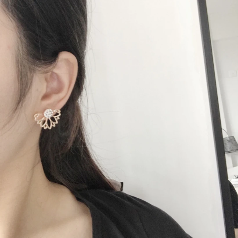 Женские серьги гвоздики в виде цветка с кристаллами|crystal flower stud earrings|flower earringsstud