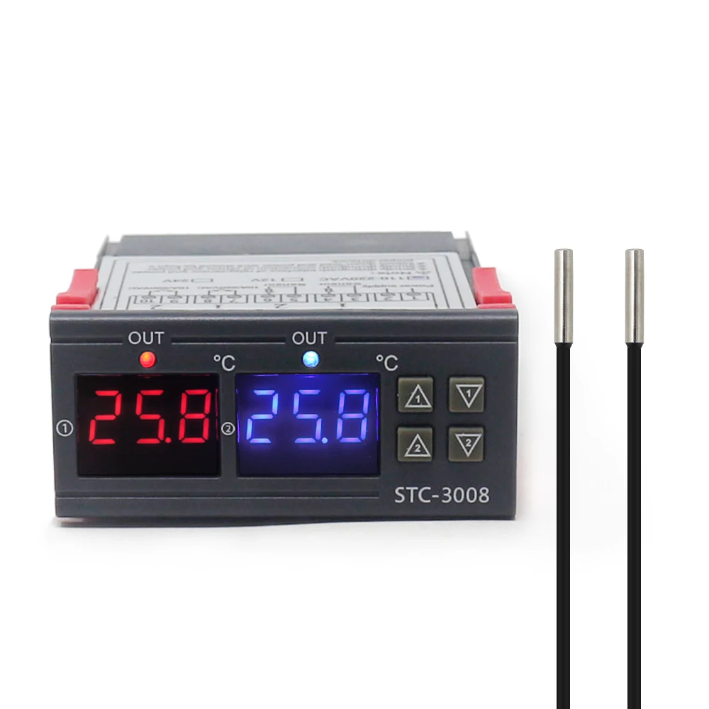 Dual Digital Incubator Thermostat Temperature Controller Two Relay Output Thermoregulator 10A