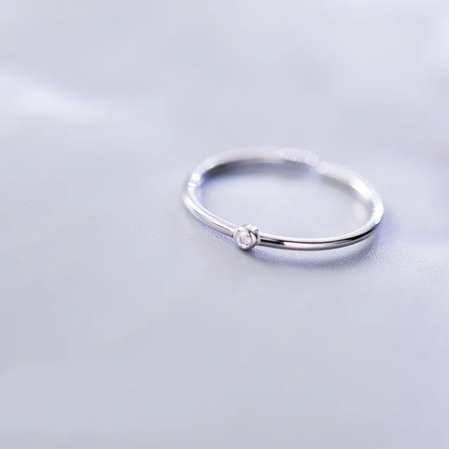 MloveAcc Anti-allergy Original 925 Sterling Silver Wedding Couples Rings Smooth Simple CZ Engagement Ring for Men and Women