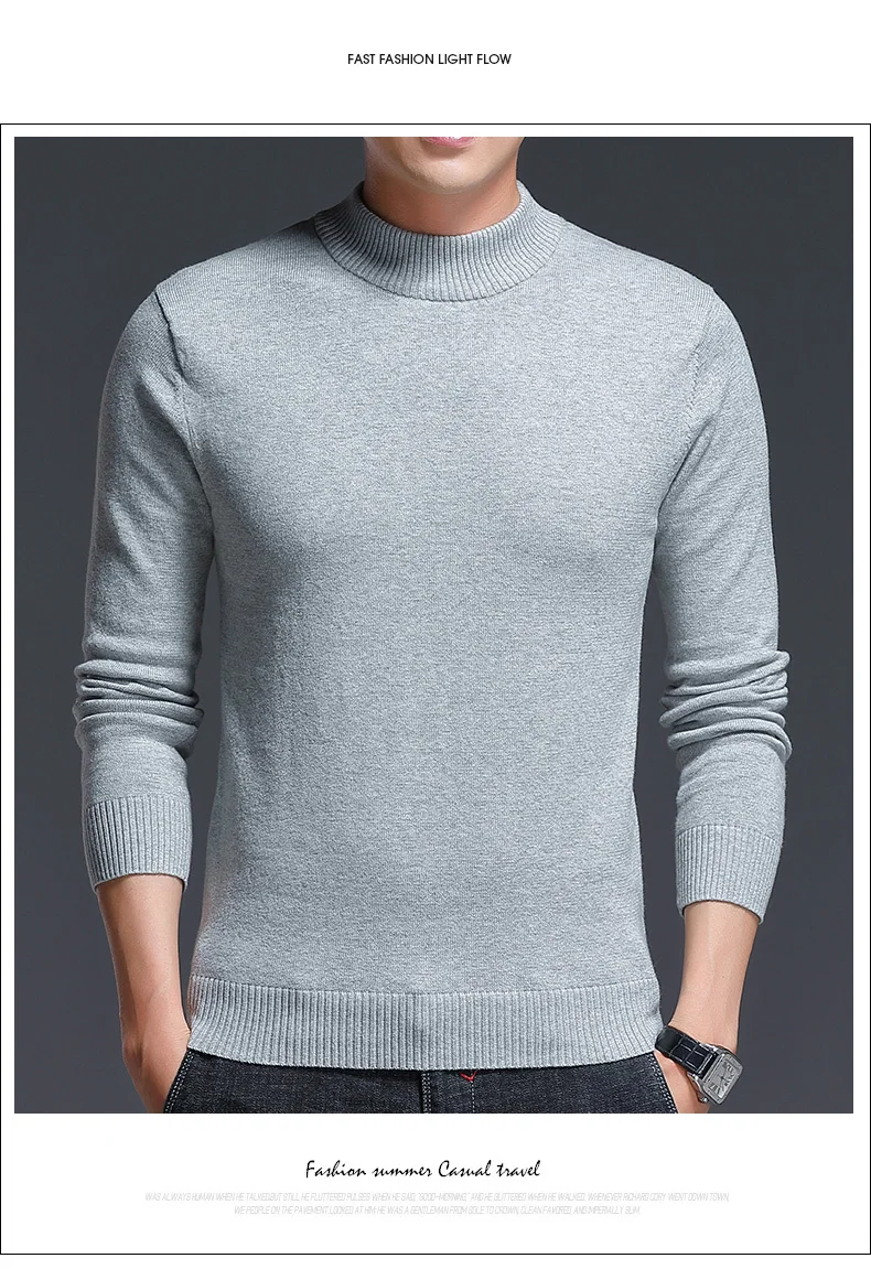 Brand New Casual Sweater Men Pullovers Thick Warm Autumn Fashion Style Cashmere Sweater Male Solid Slim Fit Knitwear Pull Coat