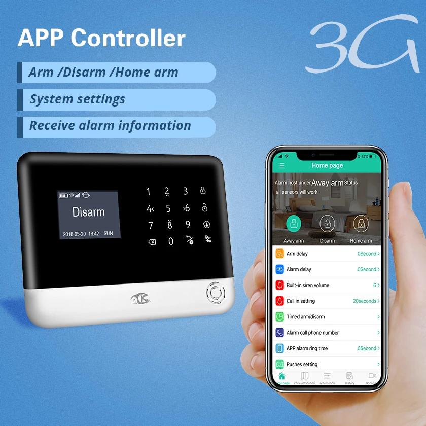 WIFI/GSM/SMS Burglar Alarm System 2G Network Home Security Alarm Sensor