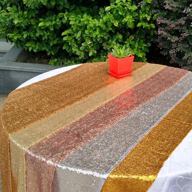 Gold Silver Sequin Table Runners Sparkly Banquet Glitter Table Runners