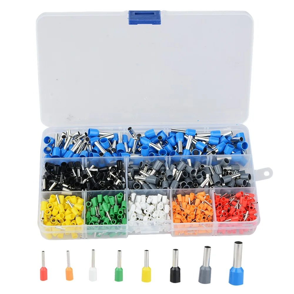 

22-10AWG Wire Copper Crimp Connector Insulated Insulated Cord Pin End Cable Wire Terminal Kit DIY brass 800Pcs/Set