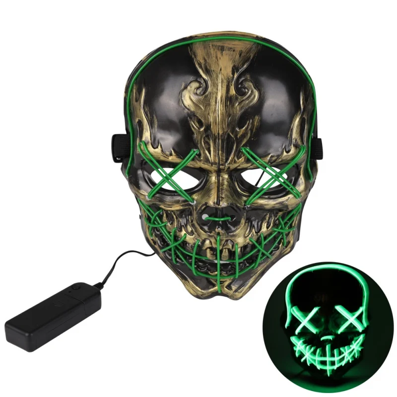 

2019 Fashion EL Wire Glowing Mask LED Party Mask Halloween Costumes Mask for Halloween Horror Theme Party Decoration