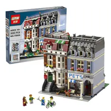 2082PCS LEPIN 15009 City Street Creator Pet Shop Model Building Block Set Bricks Kits Minifigure Compatible with 10218