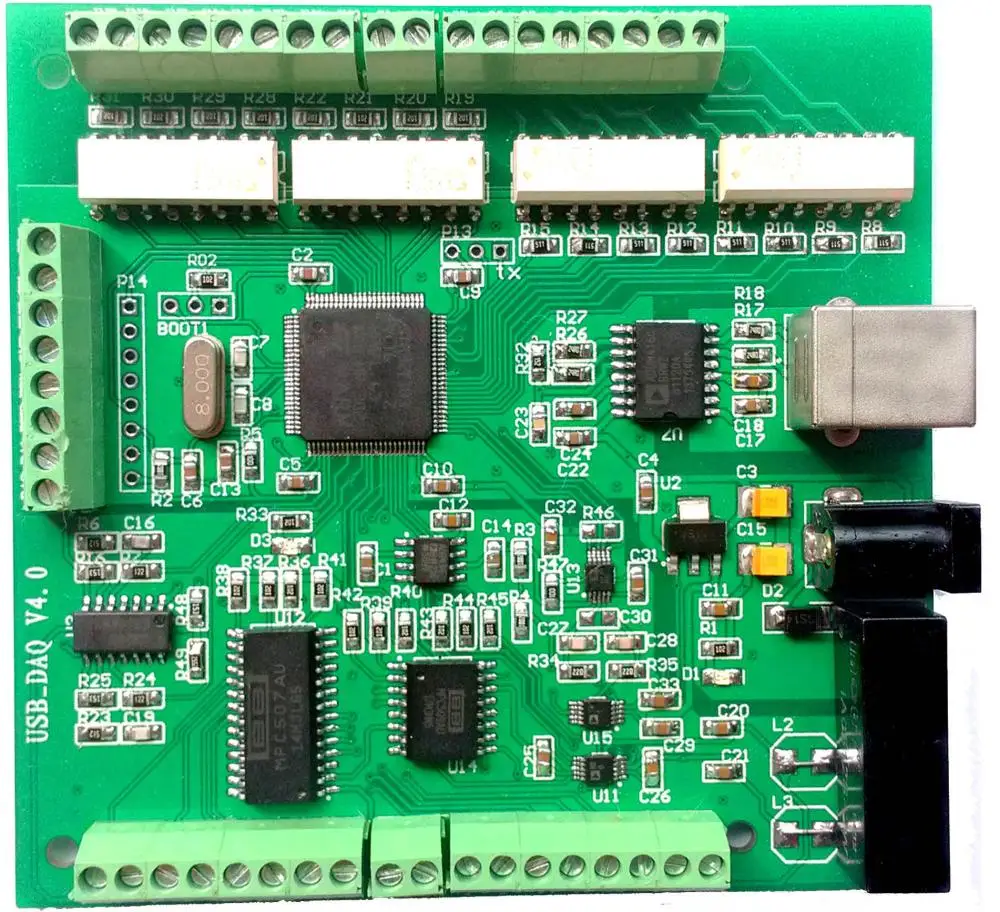 USB DAQ карта сбора данных Изолированная 16SE/8diff 16-bit 150Ksps аналоговый вход 2DA 8DI/8DO PWM