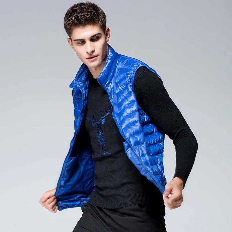 WEINIANUO зимний жилет пальто Для мужчин без рукавов мужской пуховой Куртки Slim Fit